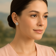 Elegant Silver Crystal Floral Stud Earrings for Women & Girls